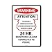 Produktbild AdolphTim 24 Hr Video Überwachung überwacht Alarm Verbunden Polizei Aluminium Metall Schild 20,3 x 30,5 cm