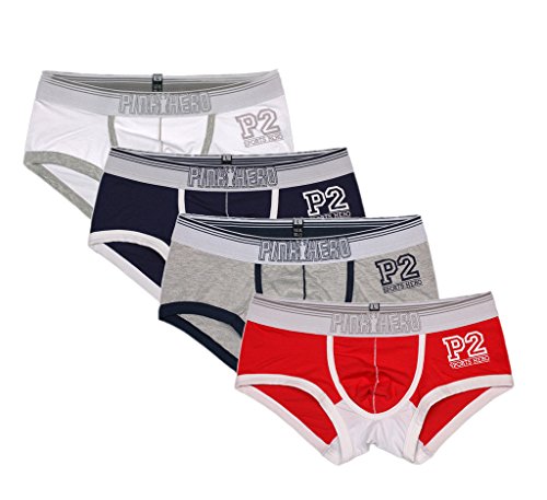 V-SOL Men Underwear Calzoncillos Slips Bóxer Briefs Para Hombre Algodón Forma U 4PCS (M)
