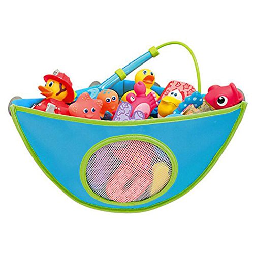 hibote Children Baby kids Bath Toy Net Storage Net Tidy Organiser with Suctions Blue