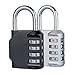 Produktbild uxradg Zahlenschloss 4-stellige Anti Rost Vorhängeschloss Set wetterfest Lock Vorhängeschloss Gate Lock Gym Lock Spind Lock für Schule, Fitnessstudio und Sport unbedenklich Spind Outdoor Aufbewahrung 2, schwarz/schwarz, Free Size