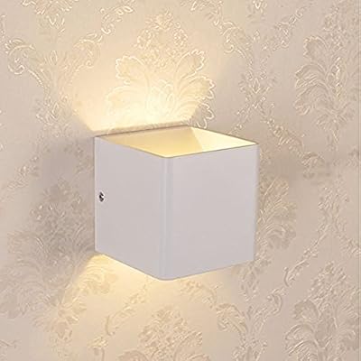 Glighone Applique Murale Spot LED 5W Intérieur Moderne Carré Cube Up Down en Aluminium Eclairage Désigne Original pour Chambre Bureau Couloir Salon Hôtel Restaurant Bar Blanc Chaud