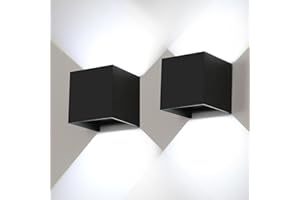 COMELY 2 Pezzi 6W Applique da Parete LED Moderno Lampada da Parete Interno/Esterno IP65 Impermeabile Applique Cubo in Alluminio Lampada Muro su e Giù Regolabile Design per Soggiorno, Portico, Bagno, Balcone