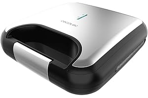 Cecotec Sandwichera Rock'nToast Grill +, 800W de Potencia, Revestimiento piedra RockStone, Antiadherente, Acero Inoxidable, Revestimiento ecológico libre PFOA