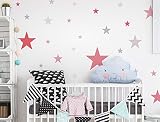 I-love-Wandtattoo WAS-10440 Kinderzimmer Wandsticker Set "Sterne mit Mädchenfarben in Pastell" 25 Stück Sternenhimmel zum Kleben Wandtattoo Wandaufkleber Sticker Wanddeko