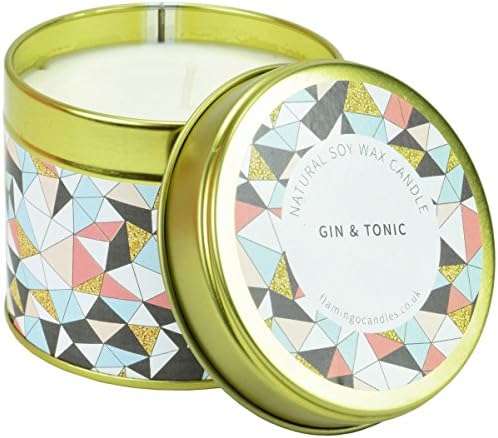 Flamingo Candles Gin and Tonic Abstract Print Candle, Tin, Gold, 8 x 8 x 7 cm