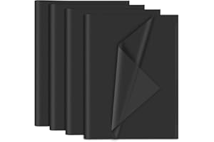 NEBURORA 120 Feuilles de Papier de Soie Noir 35 x 50 cm pour Sacs Cadeaux, Emballage Floral, Remplissage, Artisanat, Anniversaire, Noël, Halloween, Décor