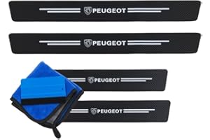 ODOKIT Seuil De Protection Porte Fibre De Carbone - Compatible avec Peugeot 206, 207, 208, 2008, 308, 3008, 5008, Expert - Accessoires 4 Pièces - Facile à Installer - Pose Rapide