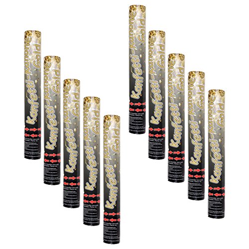 10 Stück XL Gold Party Popper Konfetti Shooter 4 Meter Schussweite