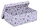Minene Small Foldable Fabric Storage Box L32xW21xH12cmLinen Cosmetic Stationery Organiser with Flowers (Blue)