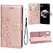 Produktbild Teebo Hülle für Xiaomi Redmi Note 5 Pro Schutzhülle aus PU Leder Handyhülle mit geprägtem Schmetterling-Muster Kartenfach und Magnetverschluss Rose Gold