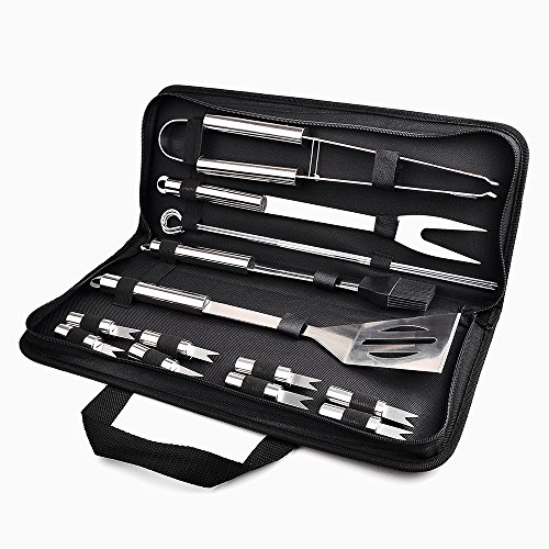 Chenci Grillbesteck BBQ Grillzubehör 16 Set, Barbecue Grillen Werkzeuge Koffer aus Edelstahl