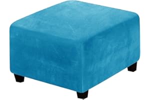 HOOWARM Stretch Ottoman Covers Round/Square Footstool Cover, Velvet Modern Removable Washable Large Stretch Pouffe Cover Anti-Slip Dustproof Foot Stool Slipcovers With Elastic Bottom ( Color : A32 , Size : 60