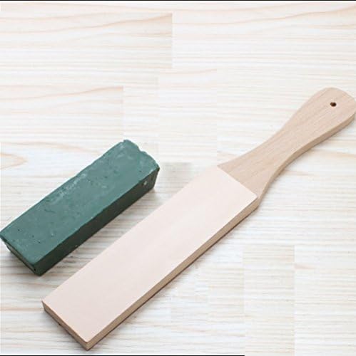 Passion Junetree Leather Strop with Wood Handle and Extra Fine Buffing Compound