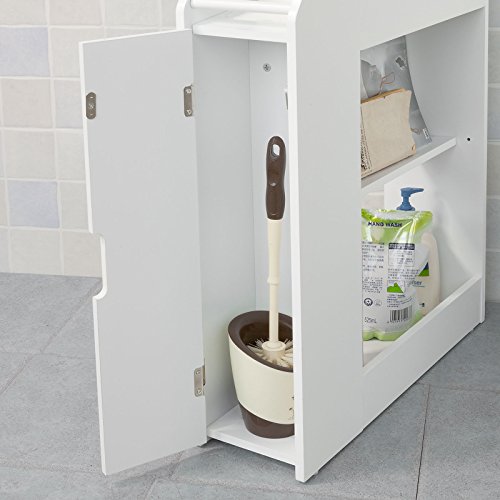 SoBuy® Badregal, Badezimmerschrank,Nischenregal, Standschrank, Seitenschrank, FRG52-W - 3