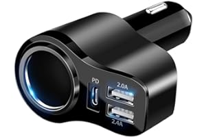 BLSYETEC [4 in 1] USB C Car Charger Adapter 168W [PD3.0 + Dual USB A Port] 12V/24V USB Cigarette Lighter Socket Splitter Adapter Compatible with iPhone 17/Air/16/15 Pro Max, iPad Pro,Samsung Galaxy etc