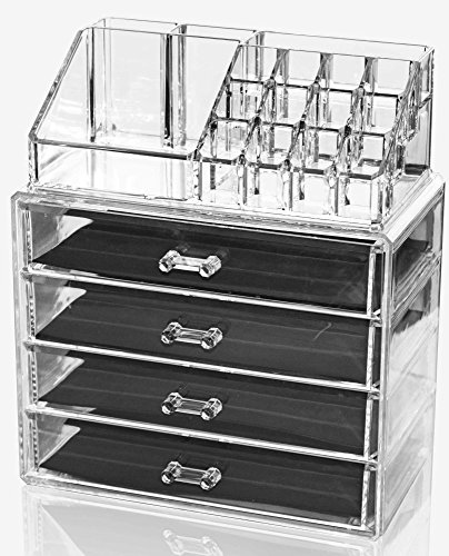 Oxid7® LENA Aufbewahrungsbox für Make Up und Schmuck | Kosmetik Organizer aus Acryl | Schmuckkästchen | Schubladenbox Schminke - 2