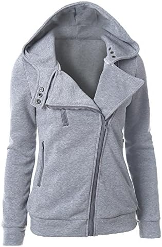 LOCOMO Women Zipper Hoodie Jacket Oblique Slim Fit Zip Up FFJ072FGYM