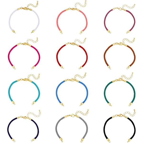 24 Braccialetti In Filo Di Poliestere - 12 Colorati, Regolabili Con Anelli Aperti Per DIY Gioielli - Foto 3