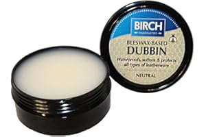 BIRCH Wax Grease Dubbin Beeswax Polish 85ml - Waterproofs Softens And Preserves Leather - For Leather Shoes Boots Equestrian Saddles Horse Tack Leather Goods Protector - Neutral
