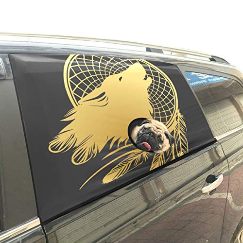 Preisvergleich Produktbild Wietops Howling Wolf Head Illustrationen Cartoon Hund Sicherheit Auto Gedruckt Fenster Zaun Vorhang Barrieren Protector Für Baby Kind Einstellbar Flexible Sonnenschutzabdeckung Universal Fit Für SUV