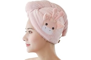 ROPNIIK Toallas para El Cabello,Toalla Turbante Toalla de Microfibra para El Cabello Turbante de Secado Rápido con Diseño de Botón Súper Absorbente 25 * 60 cm Apto para Todos Los Tipos de Cabello(Rosa)