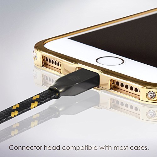 Lightning Kabel 2x 2m, Schwarz, Neustes Design – Sehr schnelles iPhone 7 Ladekabel – verstärktes USB Datenkabel mit Knickschutz – Für Apple iPhone 7 6 5, iPad, iPod – SWISS-QA Geldrückgabe Garantie - 2