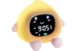 ‎OQIMAX OQIMAX Kinderwecker, Niedlicher Wecker in Pfirsichform für Kinder, Schlaftrainer Kinder mit 9 RGB Farb Nachtlicht, 6 Beruhigende Klänge,Snooze-Funktion, Wake Up Lichtwecker für Mädchen und Jungen