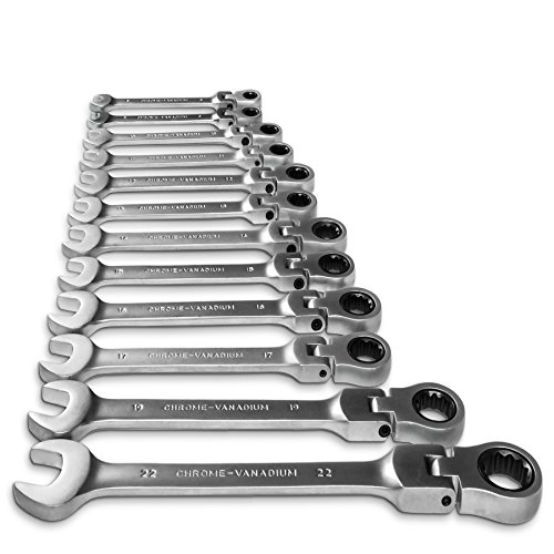 TecTake 12-tlg Ratschenschlüssel Satz Set Gelenk Ringmaul Ring Maul Ratsche Schlüssel - 5