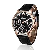 Herren Uhren Retro Geschäft Lederband Analog Legierungs Quarz Armbanduhr Gentleman Uhr für Ehemann Groveerble