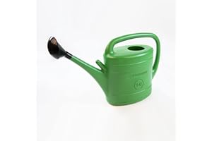 Prosperplast 14L Green Plastic Watering Can w/Black Rose Head For Veg Patches & Large Plants