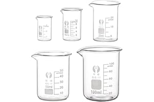 EsportsMJJ 5X Abgestufter Glasbecher 5Ml 10 Ml 25Ml 50Ml 100Ml Set Mess Laborgläser