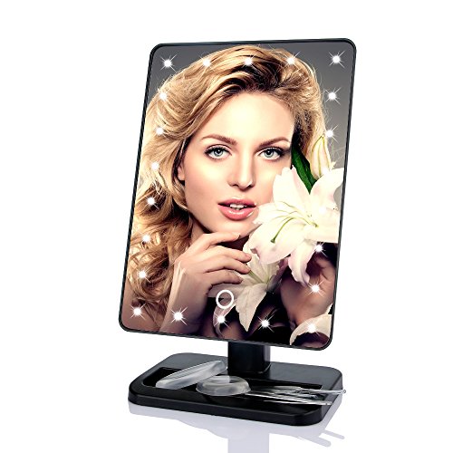 Besmall Lampe Miroir de Maquillage Rotative, Miroir Cosmétique LED avec Petit Miroir Grossissant 10x