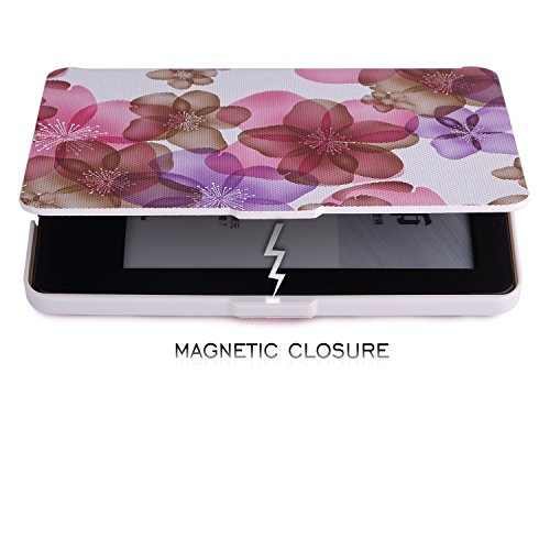 Kindle 7.Gen Hülle Case – MoKo Superleicht PU Leder Tasche Schutzhülle Schale für Amazon E-reader Kindle (7. Generation – 2014 Modell)(Nur Geeignet für Kindle 2014 Modell), Blumen-Violett - 5