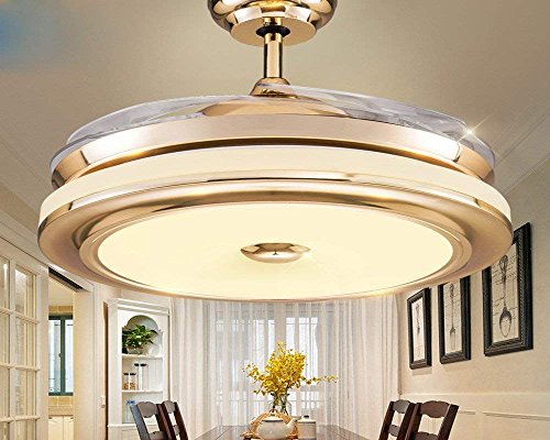 Preisvergleich Produktbild WCZ Personalisierte Dekorative Beleuchtung LED-Deckenventilator, Fan-Lampe, Wohnzimmer Deckenleuchte, Le Crystal Hotel, Unsichtbarer Ventilator,Goldene Wandsteuerung