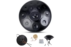 LSZMXI Handpan Drum Instrument, D Minor 12 Notes 22" Steel Hand Drum with Soft Handpan Bag, 2 Handpan Maillets, Handpan Stand, for Sound Healing, Personal Meditation and Relaxation
