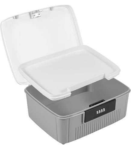 Boîte De Rangement Verrouillable Avec Serrure à Code - Grande Capacité 4L - ABS - 21,5x19x18 Cm