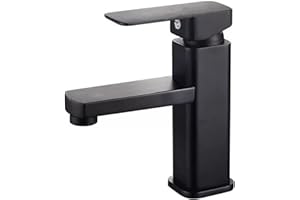 Felenny Basin Sink Mixer Faucet Bathroom Sink Taps Handle Basin Mixer Tap Hot and Cold Spout Sink Mixer Water Tap Matte Black
