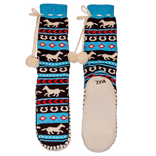 LazyOne Womens Horse Fair Isle Mukluk Slippers Adult L/XL - Main Image