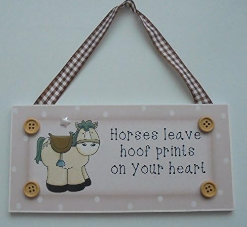 Horse Pony Gift Sign plaque Wood Sign Gift Keepsake gift Hand Made UK (hoof prints)