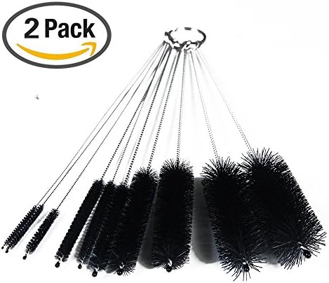 Dxg Cleaning Brush Set, 8.2 Inch Nylon Tube Brush Set for Drinking Straws, Glasses, Keyboards, Jewelry Cleaning, Set of 20, Black
