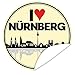 Produktbild I love Nürnberg Aufkleber  Individualisieren Sie Geschenke mit einem tollen Sticker  inkl. Alles Gute - Postkarte  rund  9,5 cm  Geschenke Ideen Nürnberg Partner