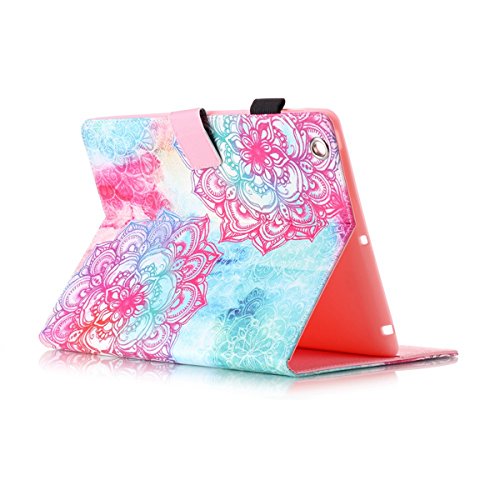 Felfy Tasche für iPad 2,iPad 4 Case,iPad 3 Handyhülle Luxe Flip PU Leder Tasche Slim Full Body Cute Cool Mode Cartoon Muster PU Case Magnetischen Flip Cover Etui Bumper Schutz Hülle Tasche für Apple iPad 2/3/4 (Rote Blume Tasche) + 1x Rosa Stylus + 1x Rosa Blume Dust Plug - 2