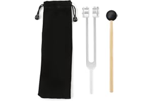 JOYZAN Körper Stimmgabeln aus Aluminiumlegierung, Professionelles Instrument 128 Hz Stimmgabel Set Klang DNA Heilung Entspannung Geist Silikonhammer Weicher Aufbewahrungstasche Stimmwerkzeug Gummihammer