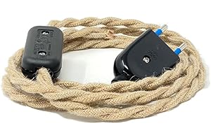 LAMORELL LIGHTDESIGN Cablaggio per Lampada Abat-Jour con cavo elettrico tessuto. Colori Vari. (Treccia Juta)