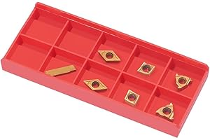 DONKEN 7pcs CNC Carbide Insert Cutter Indexable Lathe Milling Inserts Turning Tools with Box for Steel 12mm Shank ToolHolder(Replacement Inserts-Gold)