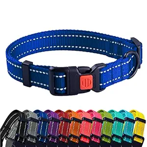 CollarDirect Reflective Dog Collar,?Safety?Nylon Collars for Dogs with Buckle,?Outdoor Adjustable Puppy Collar Small Medium Large (Neck Fit 10