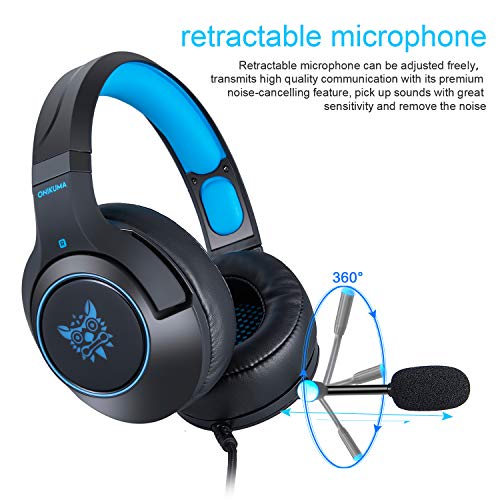 Auriculares Gaming para juegos PS4  Cascos Gaming de TENSWALL con puerto jack 3 5 mm Auriculares est  reo para video juegos con Micr  fono y luz LED  sistema de cancelaci  n de ruido y control de volumen para Xbox One  Nintendo Switch  PC  computadora port  til  tableta  m  vil  etc