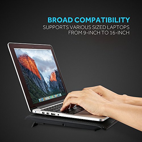 [Neue Version] AVANTEK 16 Zoll Laptop Kühler Notebook Cooler Ständer Kühlpad Kühlmatte mit 6 Ventilatoren, 2 USB-Anschlüssen, blaue LED Licht, verstellbare Ventilatorgeschwindigkeit - 6