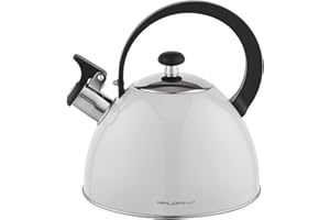 FLORINA - Bouilloire Inox (2,5 l) I Bouilloire Sifflante BRILLO I Poignée Résistante à la Chaleur I Bouilloire non Electrique I Bouilloire Induction, Gaz I Pour Thé et Café I Couleur: Gris Clair