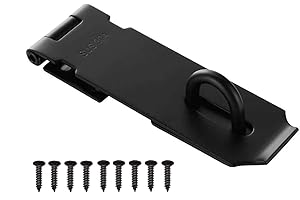 Lamondre 6 Zoll Vorhängeschloss Haspe, Edelstahl Schloss Überfalle mit Schrauben, Schuppen Schloss Torschloss Haspe sehr gut geeignet für Tore, Schuppen, Schließfach (Schwarz)